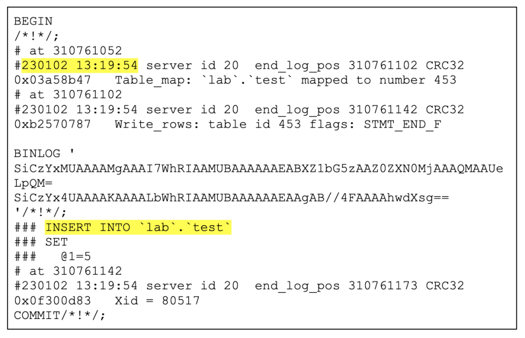 Stop position action using the msqlbinlog tool