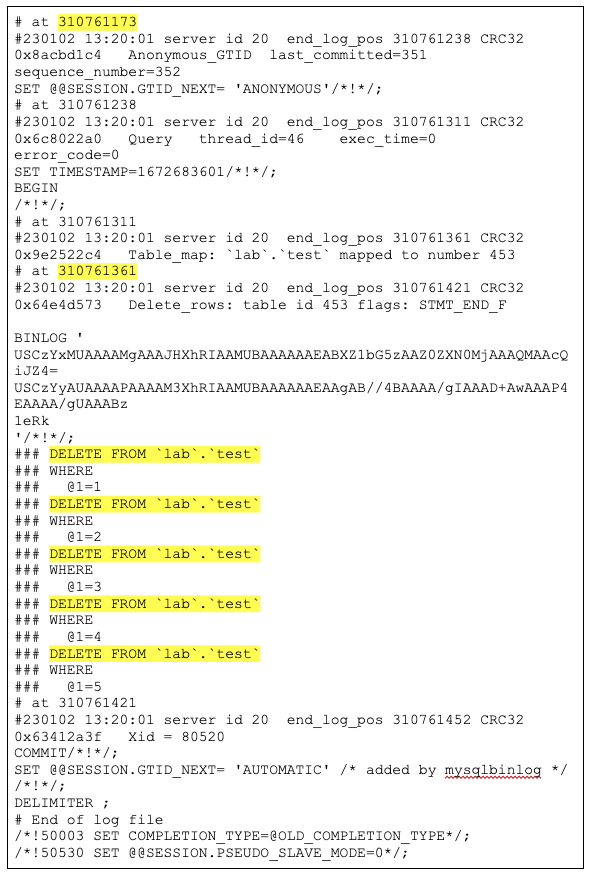 Stop position action using the msqlbinlog tool