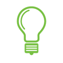 green and white light bulb icon