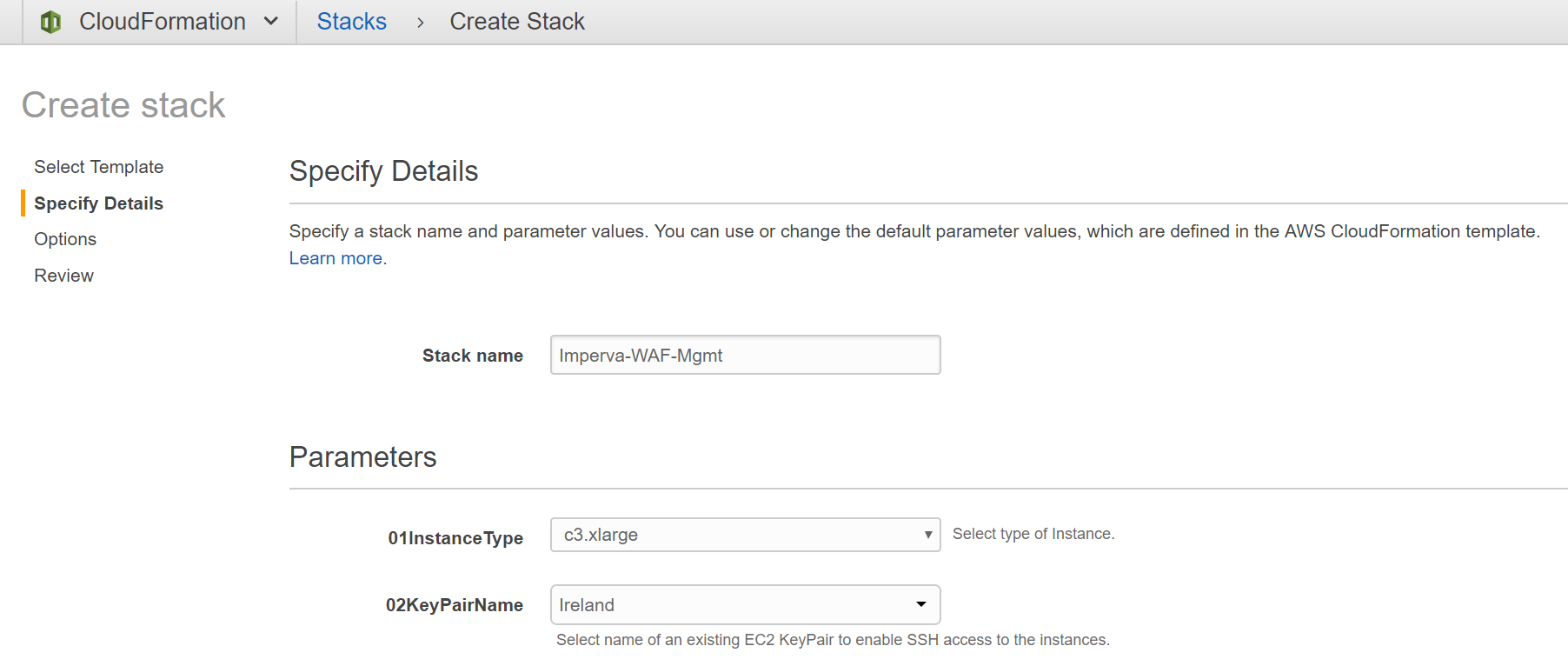 cloudformation create stack - 2