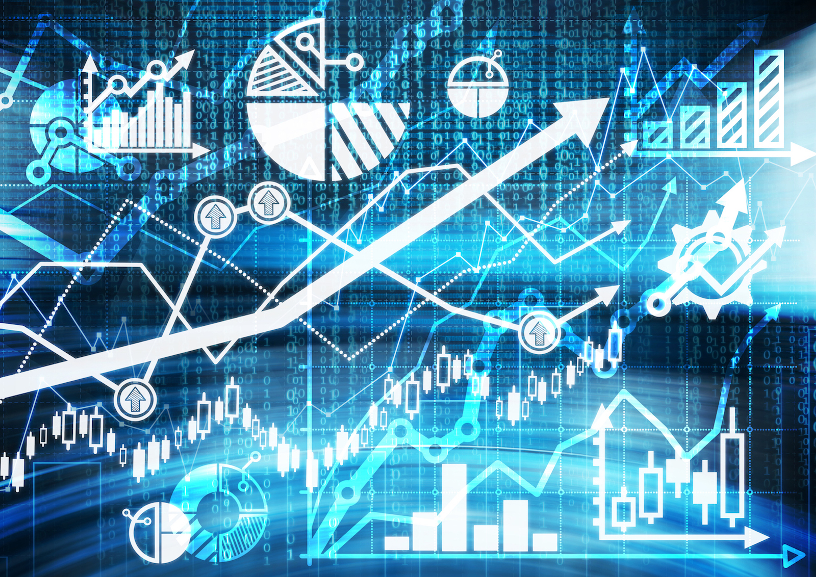 Digital sketch of the different financial charts, graphs and calculations. A concept of capital market transactions and forex trading. (Digital sketch of the different financial charts, graphs and calculations. A concept of capital market transactions