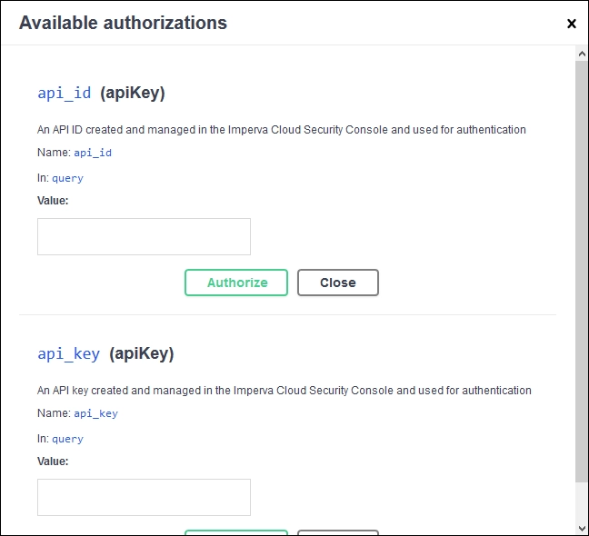 conducting authorization with your API ID and Key