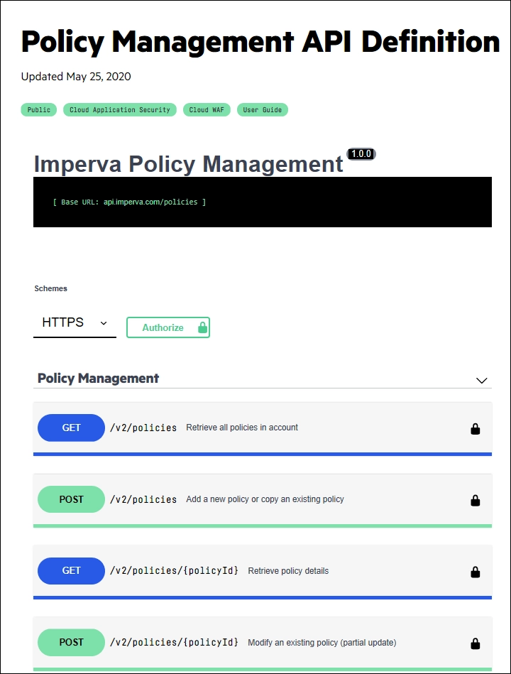 our Policy Management Swagger documentation