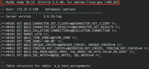 Figure 11: Dump using MySQL dump