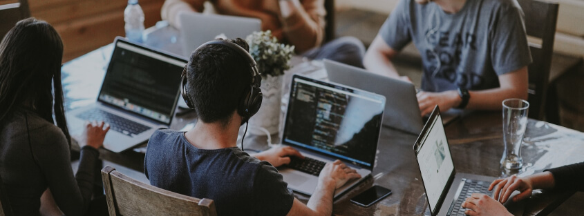 People working at computers