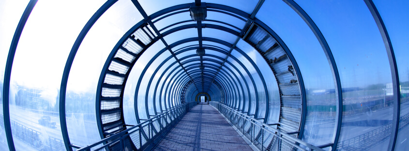 Enclosed glass tunnel