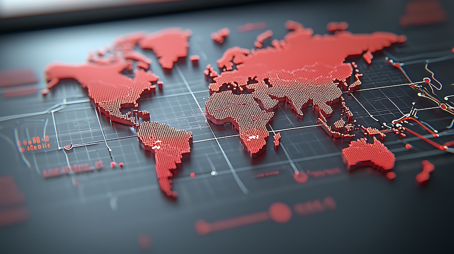 3d global map over computer screen
