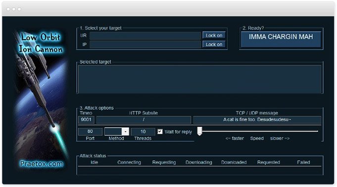 The LOIC application interface.