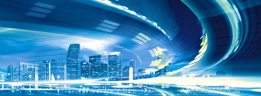 srt round trip time High-speed band of light passing by a city skyline