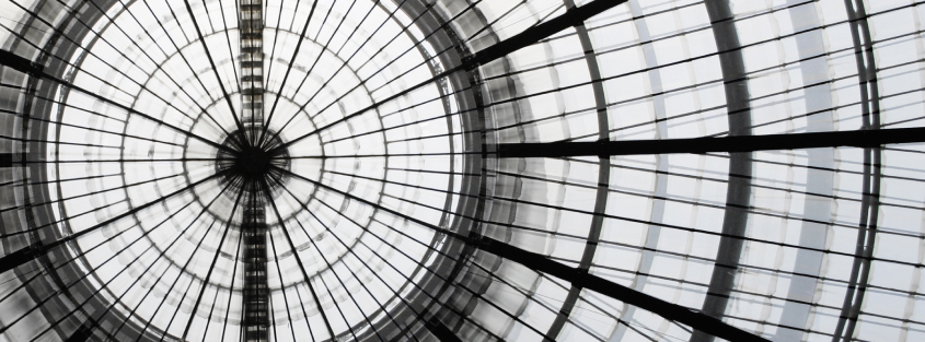 Large glass atrium ceiling window