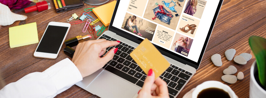 Women at laptop making an online purchase