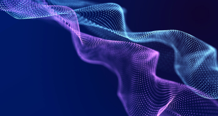 blue purple digital particle waves