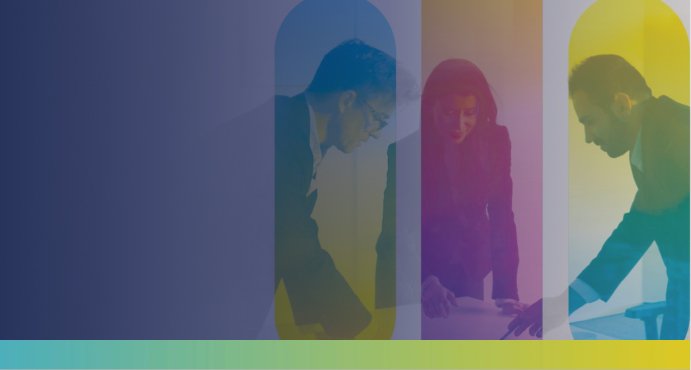 three people with colorful overlay