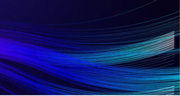 blue fibers across dark background