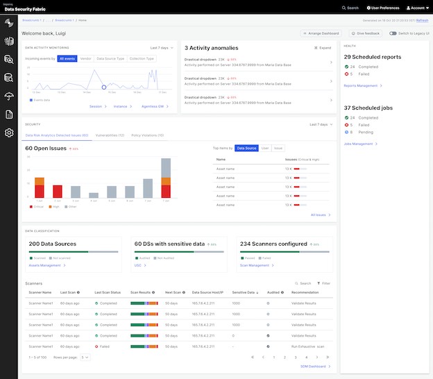 data security fabric dashboard screenshot